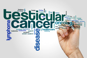 testicular cancer word cloud concept on grey background